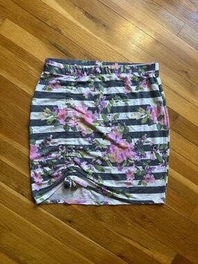 Joe Benbasset Pink Floral Stripe Mini Skirt